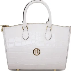 Bauletto aus Leder mit Kroko-Prägung