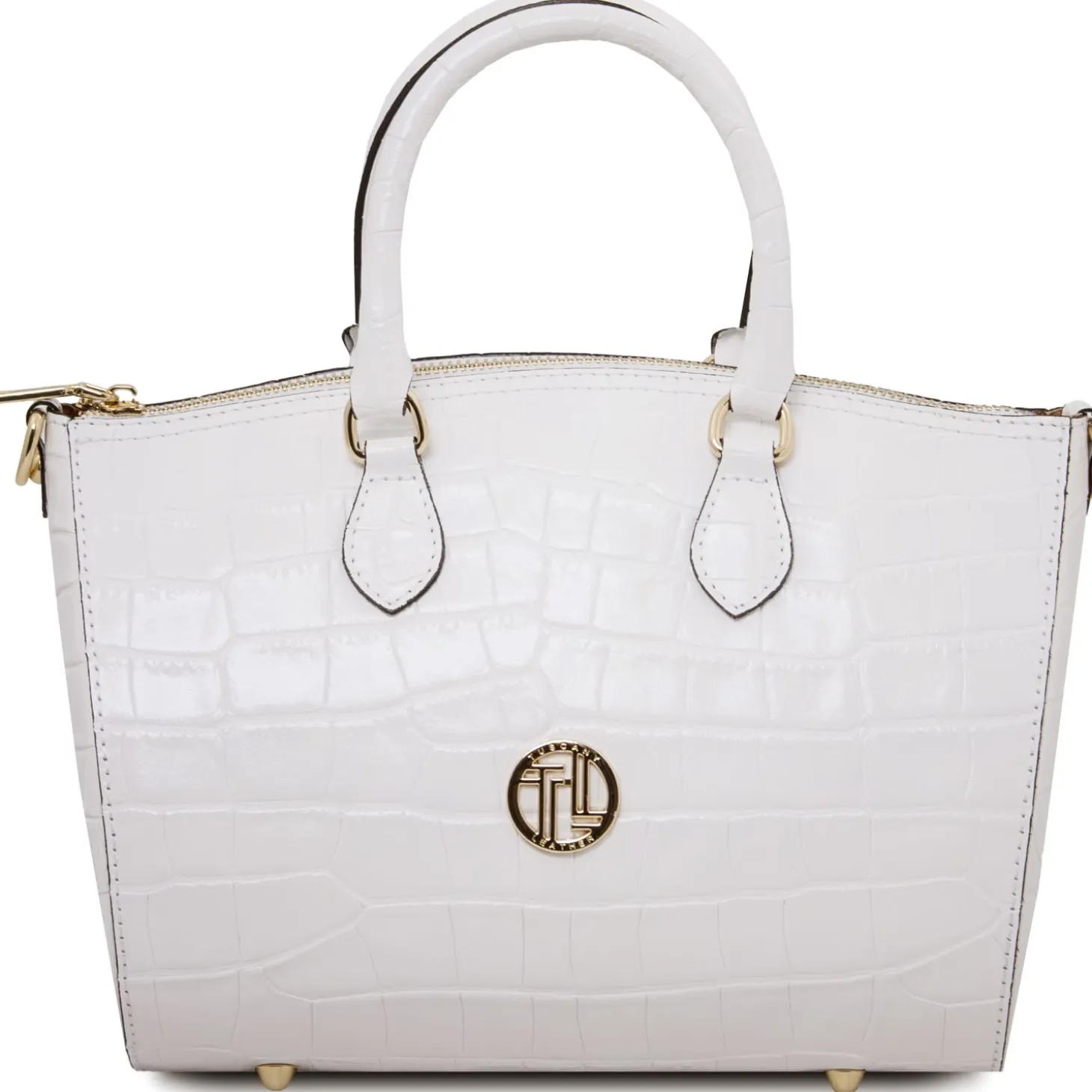 Bauletto aus Leder mit Kroko-Prägung