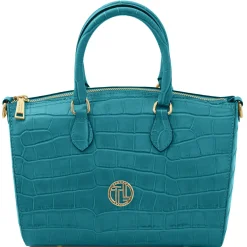 Bauletto aus Leder mit Kroko-Prägung
