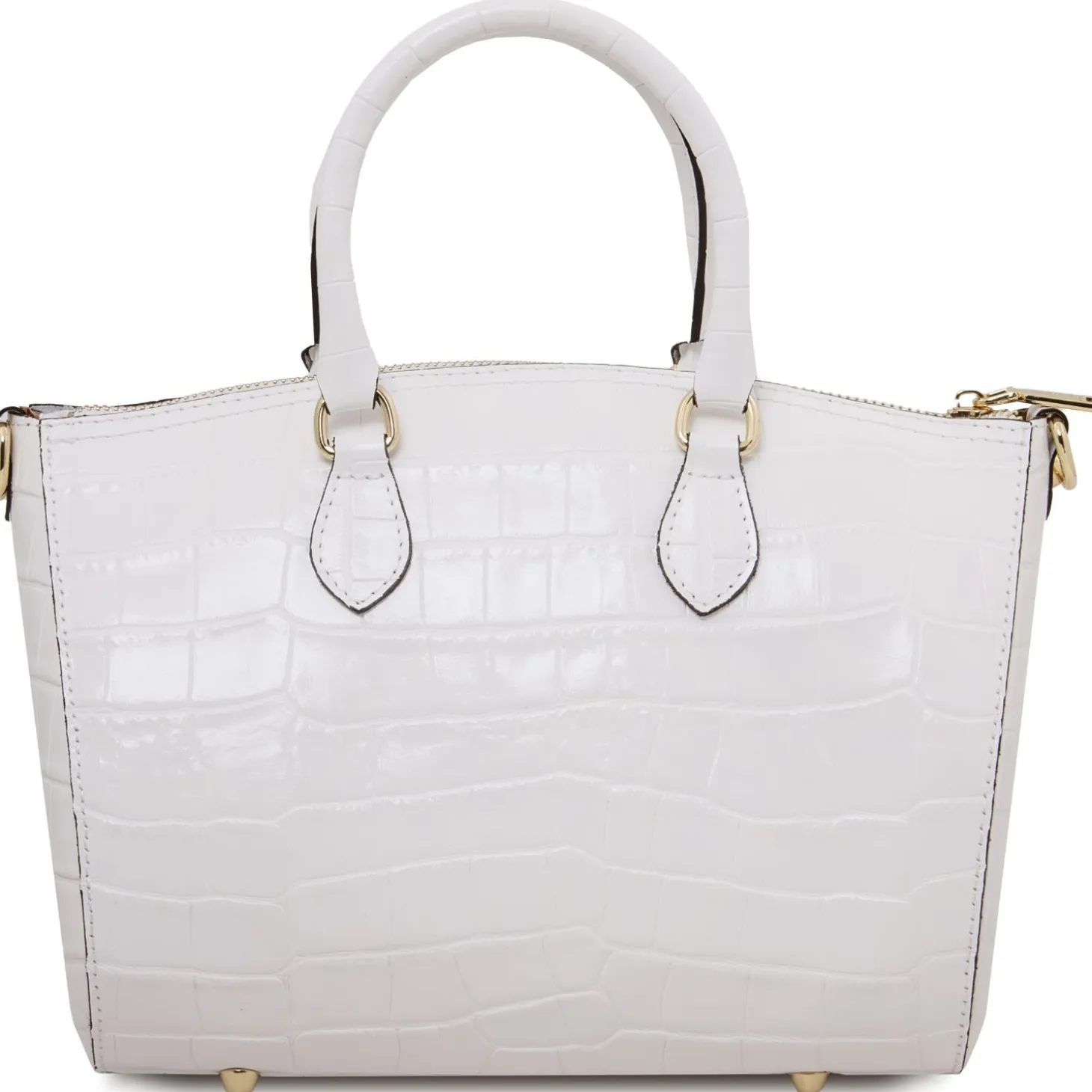 Bauletto aus Leder mit Kroko-Prägung