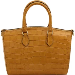 Bauletto aus Leder mit Kroko-Prägung