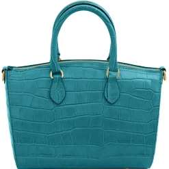 Bauletto aus Leder mit Kroko-Prägung