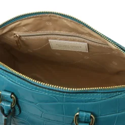 Bauletto aus Leder mit Kroko-Prägung