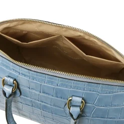 Bauletto aus Leder mit Kroko-Prägung