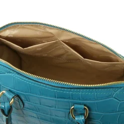 Bauletto aus Leder mit Kroko-Prägung