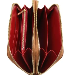 Doppel Rundum-Reißverschluss Damenbrieftasche aus Leder