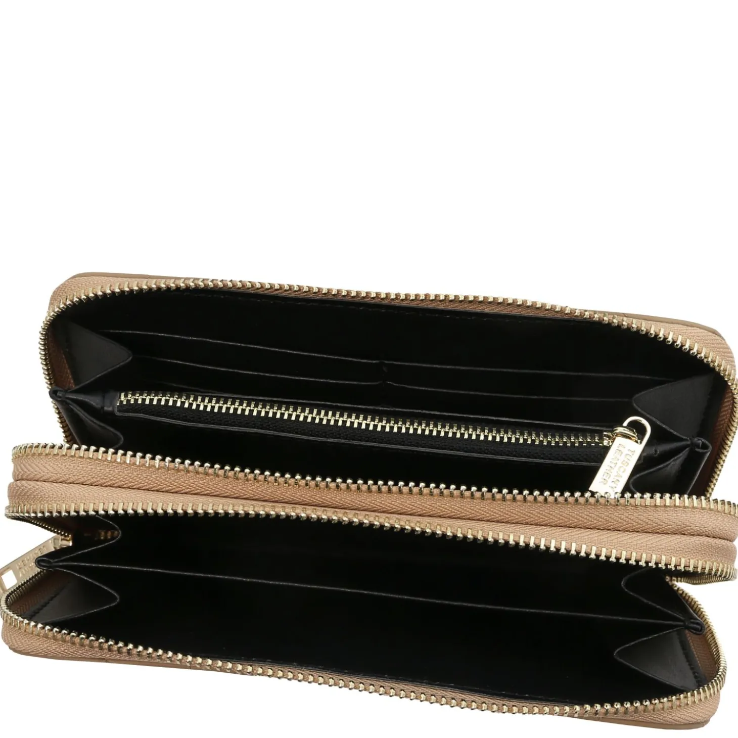 Doppel Rundum-Reißverschluss Damenbrieftasche aus Weichem Leder
