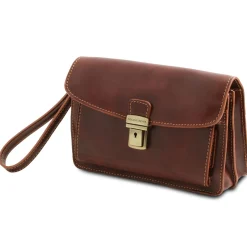 Elegante Handgelenktasche/Herrentasche aus Leder