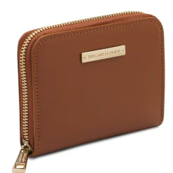 Exklusive Damenbrieftasche aus Leder mit Rundum-Reißverschluss