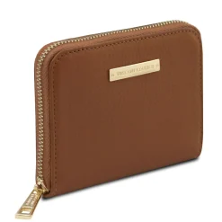 Exklusive Damenbrieftasche aus Leder mit Rundum-Reißverschluss