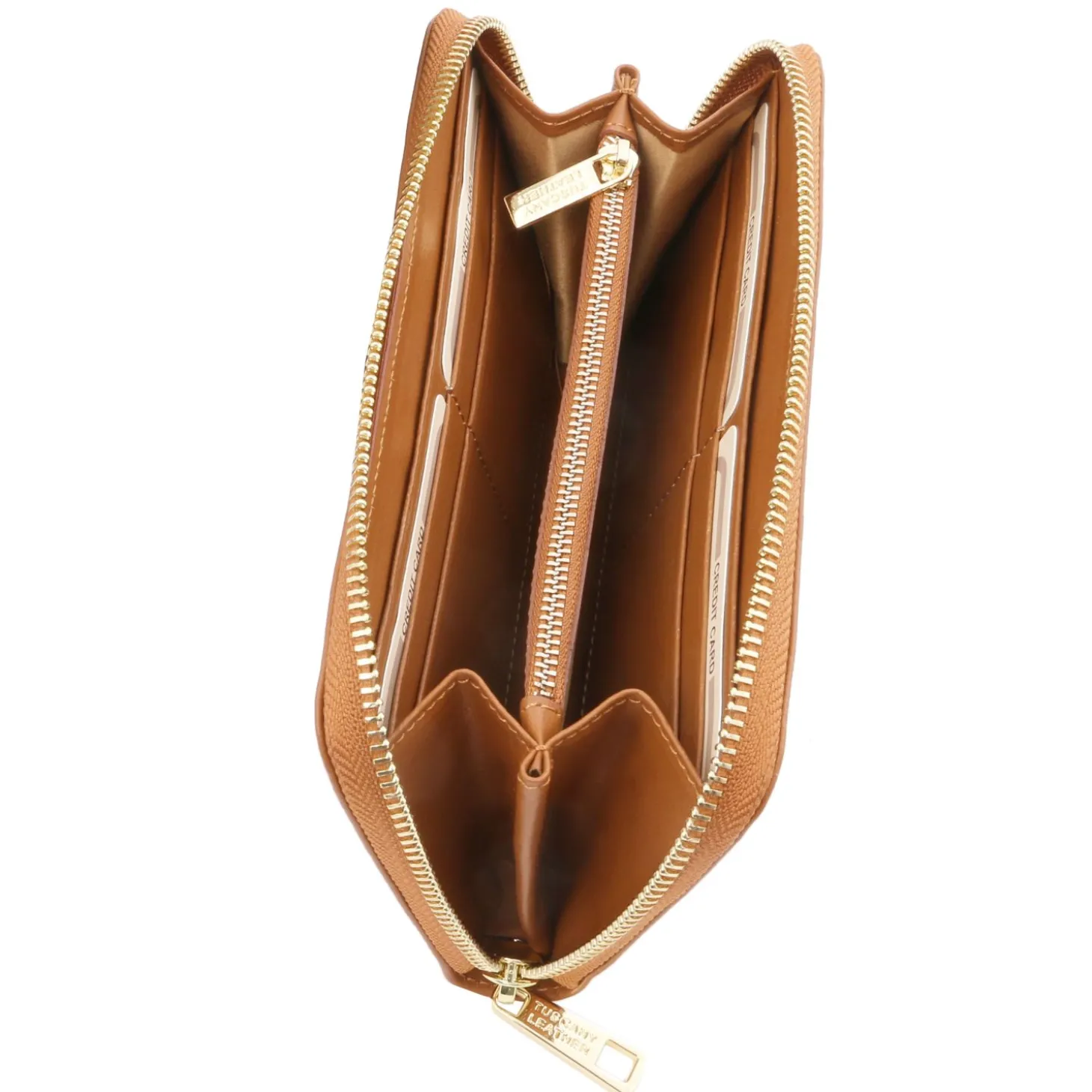 Exklusive Damenbrieftasche aus Leder mit Rundum-Reißverschluss
