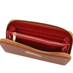 Exklusive Damenbrieftasche aus Leder mit Rundum-Reißverschluss