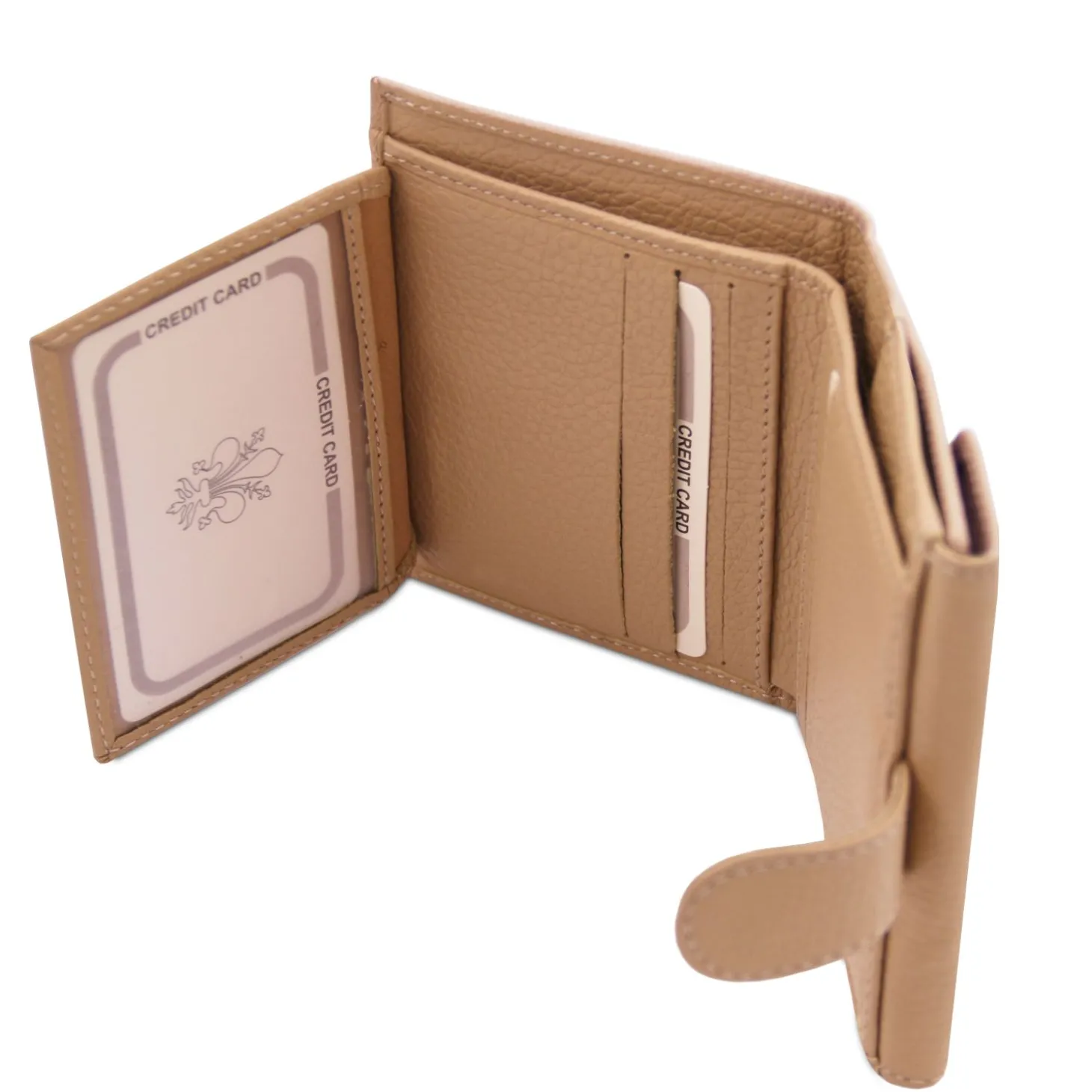 Exklusive Damenbrieftasche aus Leder mit 3 Scheinfächern und Münzfach