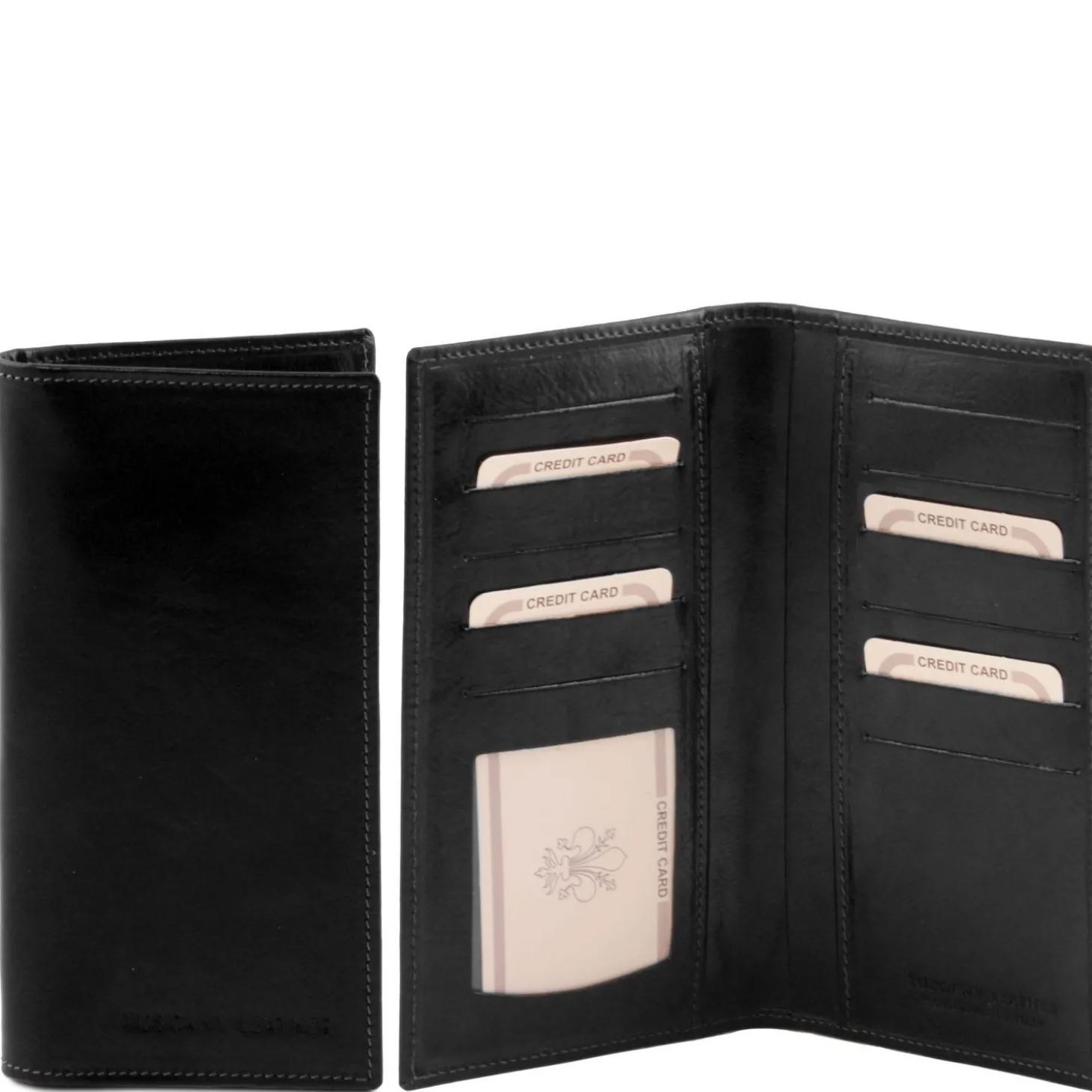 Exklusive Vertikal Herren Brieftasche aus Leder mit 2 Scheinfächern
