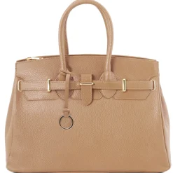 Handtasche aus Leder mit Goldfarbenen Beschläge