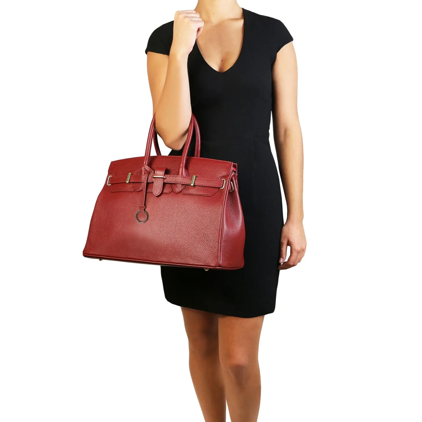 Handtasche aus Leder mit Goldfarbenen Beschläge