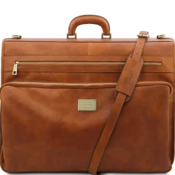 Kleidersack aus Leder mit Grosse Vortasche