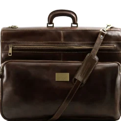 Kleidersack aus Leder mit Grosse Vortasche