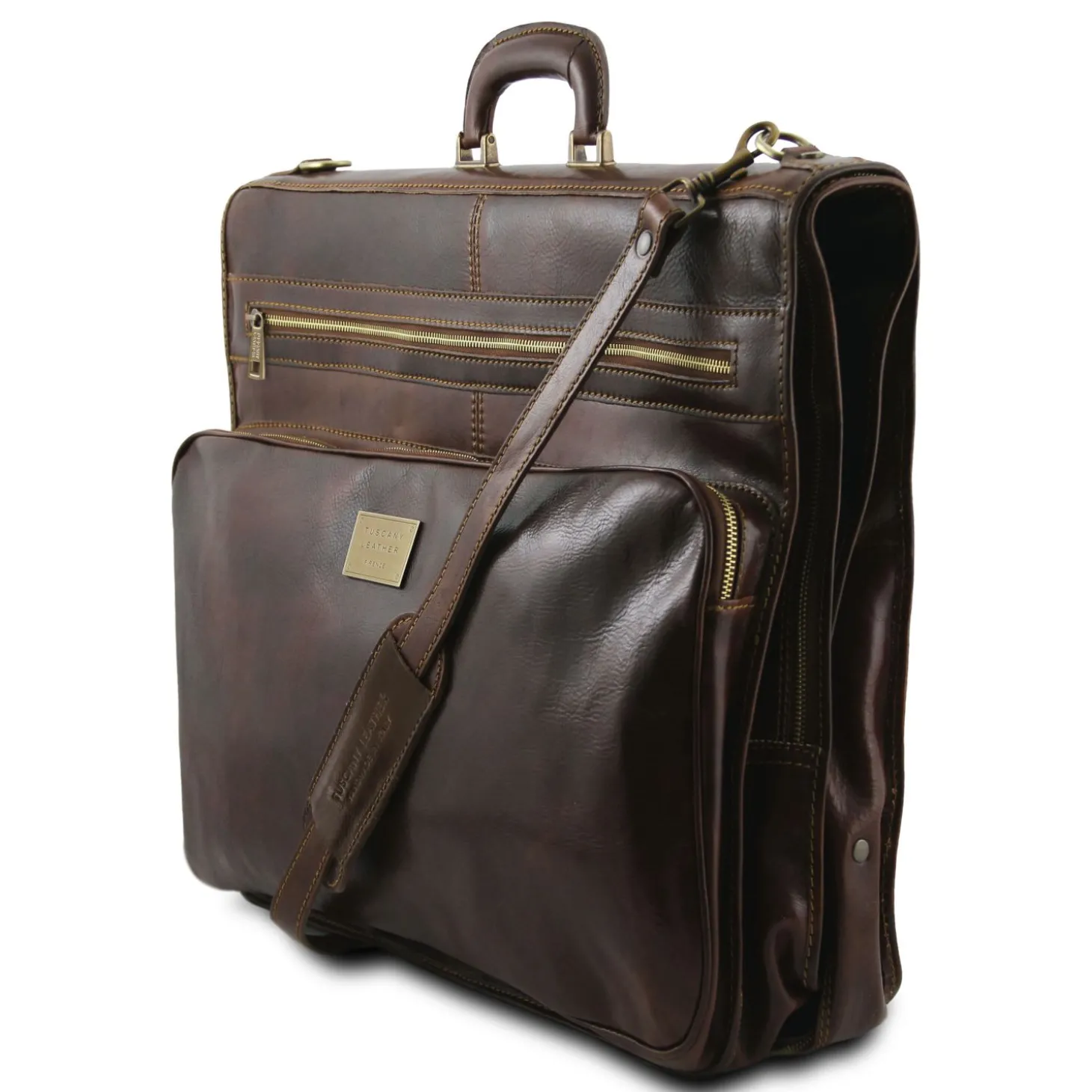 Kleidersack aus Leder mit Grosse Vortasche