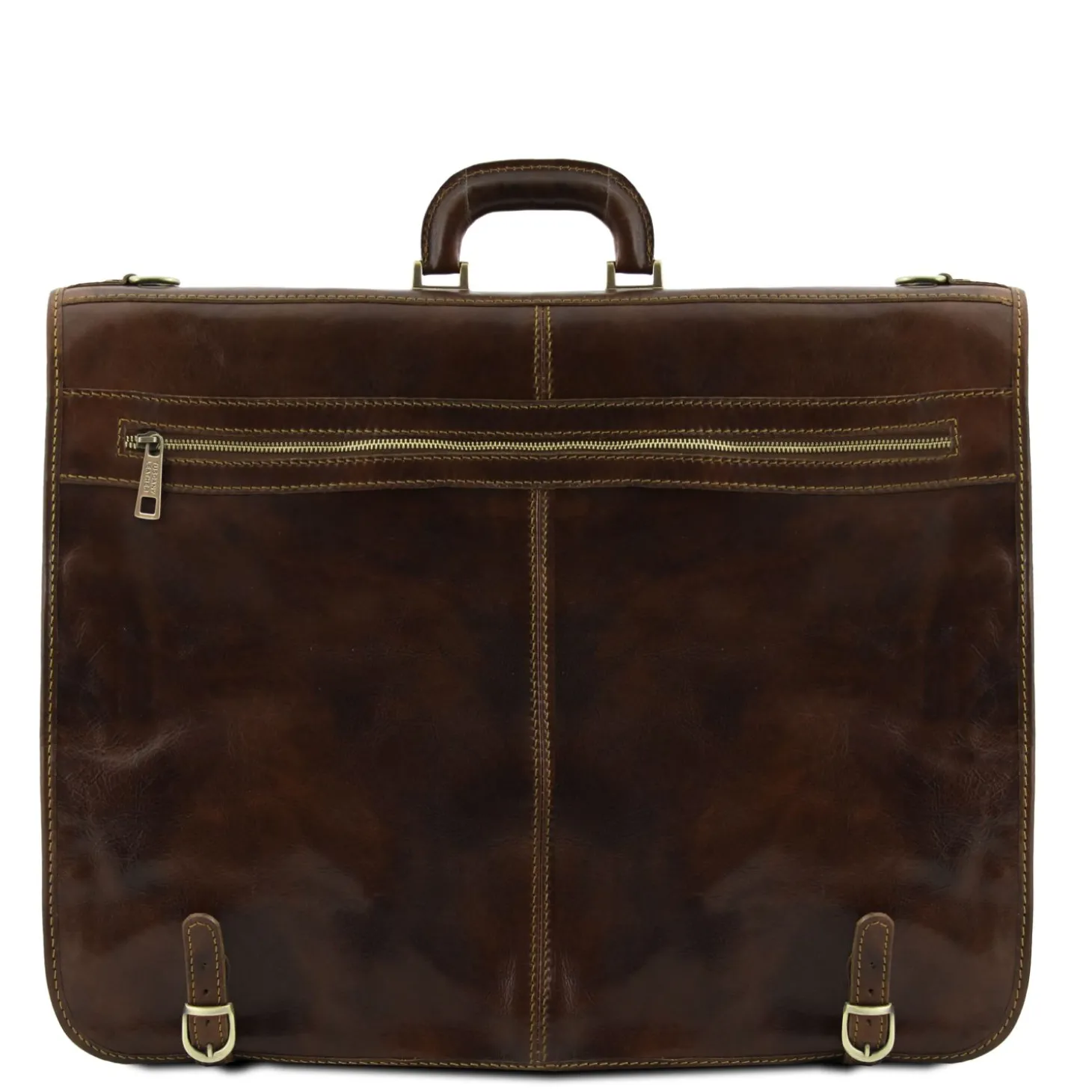 Kleidersack aus Leder mit Grosse Vortasche
