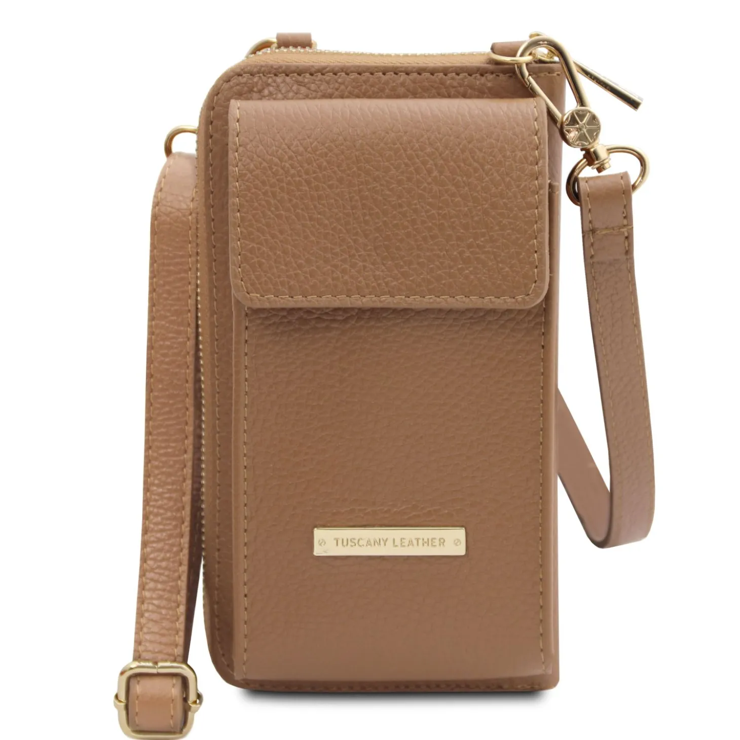 Lederbrieftasche/Handyhalter mit Tragegurt