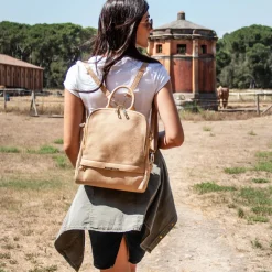 Lederrucksack Für Damen aus Weichem Leder
