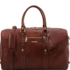 Reisetasche aus Leder mit Vorderfach