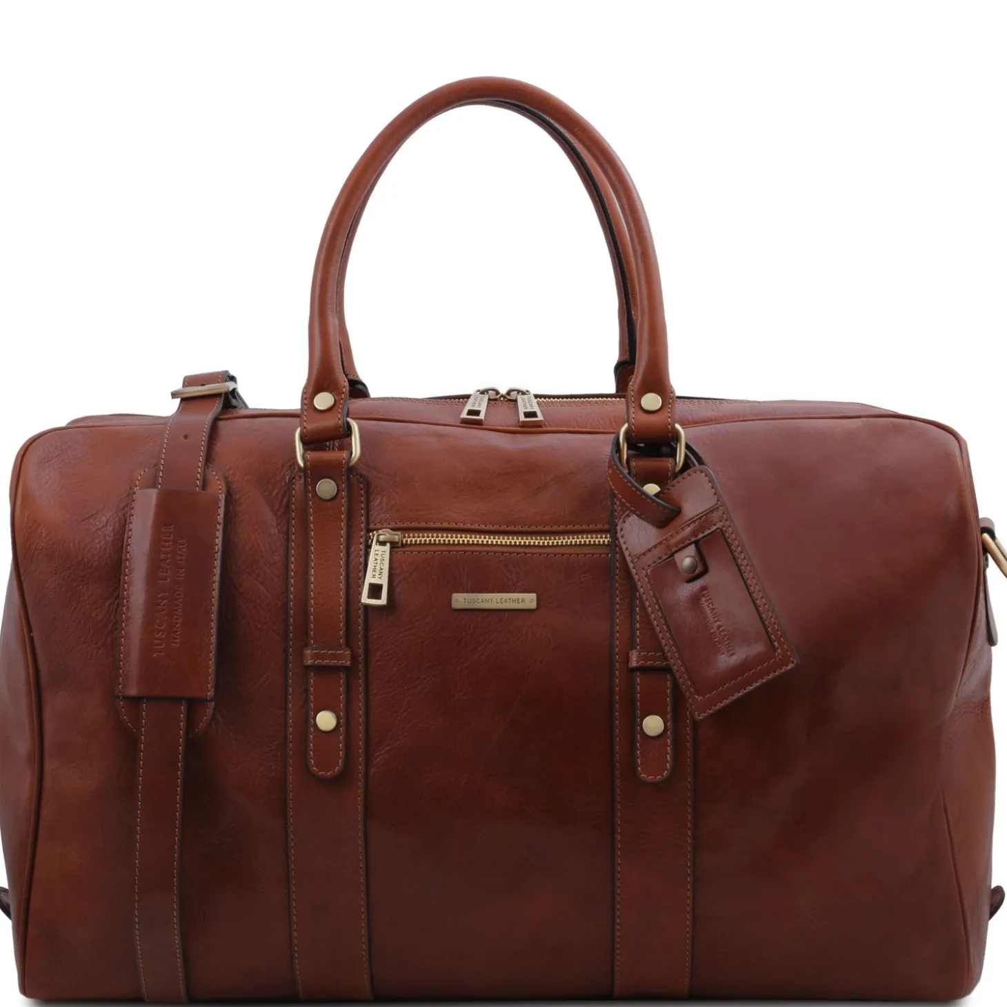 Reisetasche aus Leder mit Vorderfach