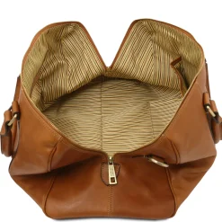 Reisetasche aus Leder mit Fach auf der Rückseite - Klein
