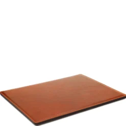 Schreibtischunterlage mit Klappe, Mauspad und Schale aus Leder