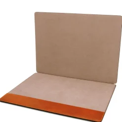 Schreibtischunterlage mit Klappe, Mauspad und Schale aus Leder