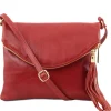 Schultertasche aus Leder mit Quasten