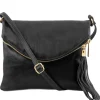 Schultertasche aus Leder mit Quasten