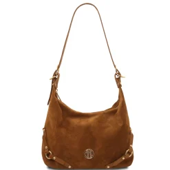 Schultertasche aus Wildleder