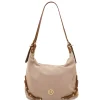 Schultertasche aus Wildleder