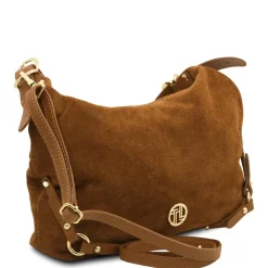 Schultertasche aus Wildleder