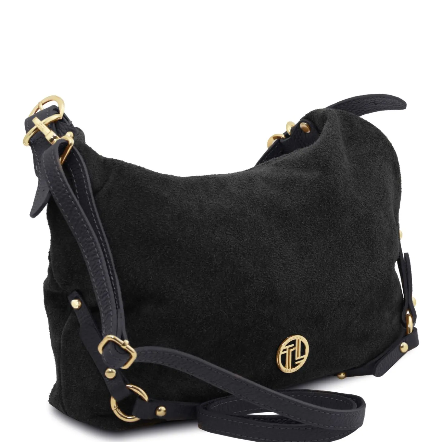 Schultertasche aus Wildleder