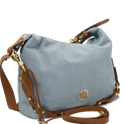 Schultertasche aus Wildleder