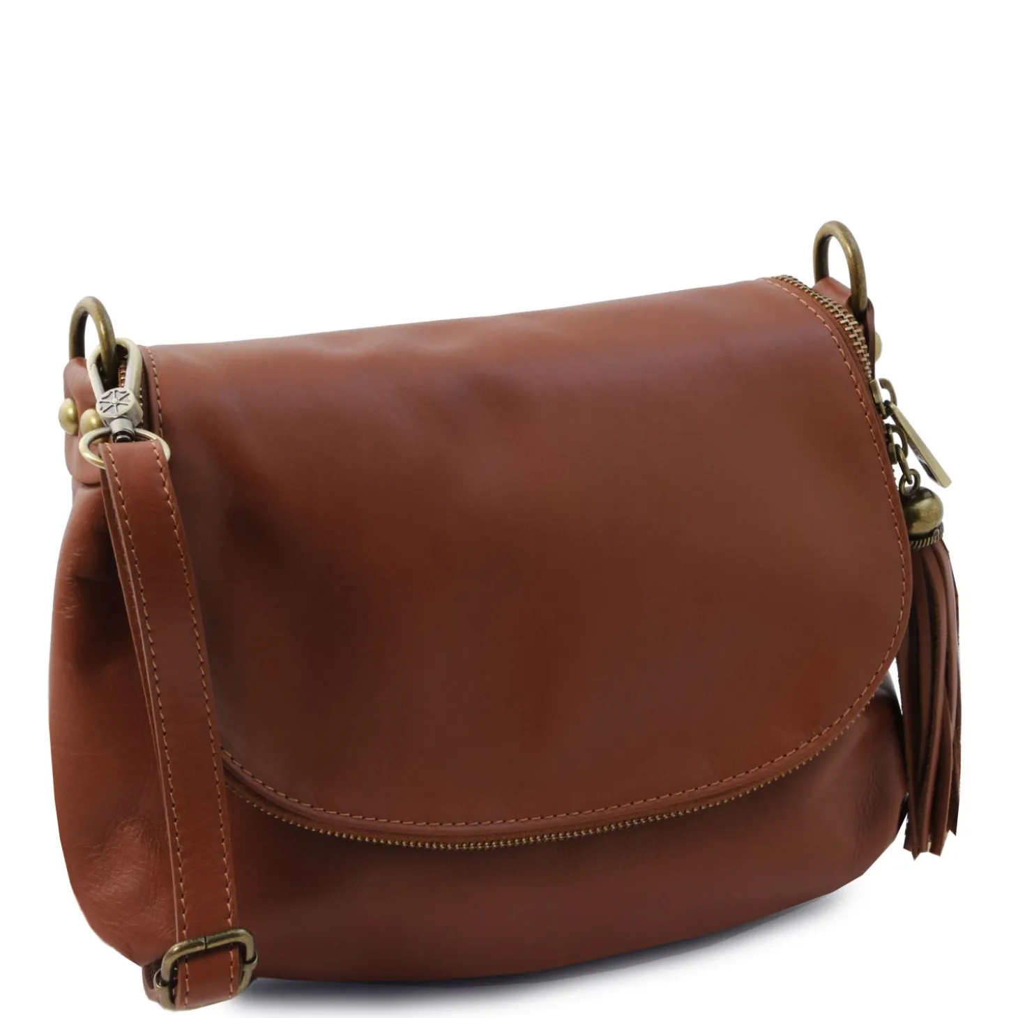 Umhängetasche aus Weichem Leder mit Quasten