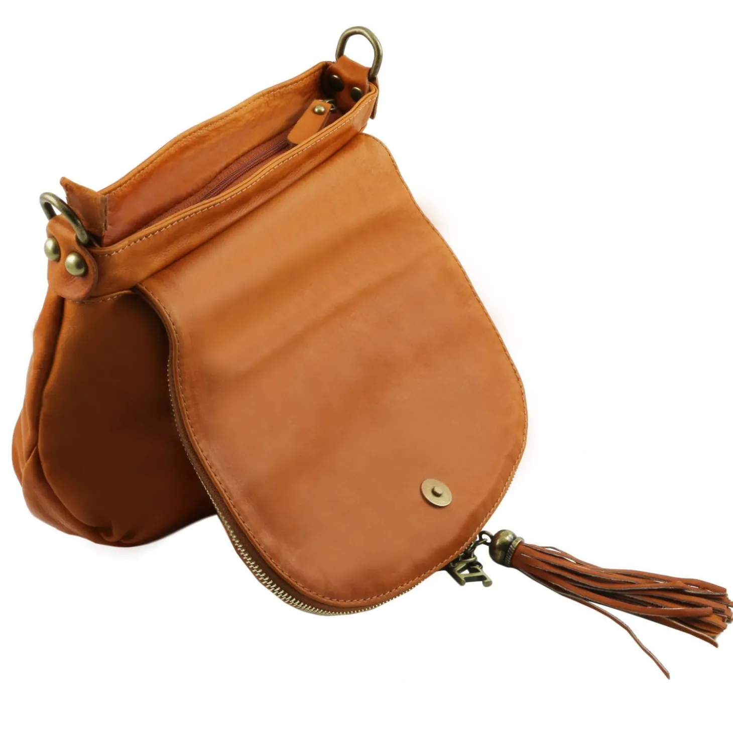 Umhängetasche aus Weichem Leder mit Quasten